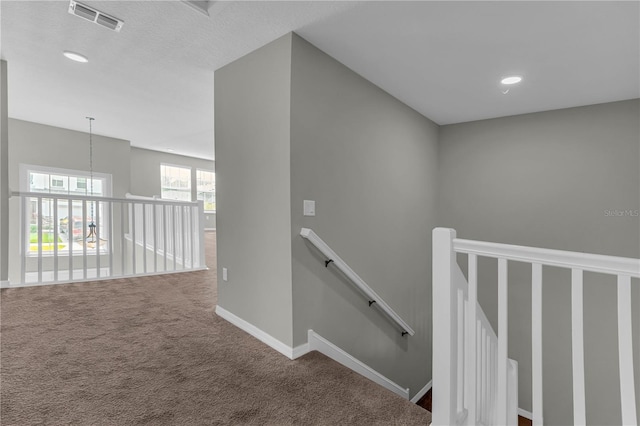 3137 Marine Grass Dr, Wimauma, FL 33598 - hallway featuring an upstairs landing, carpet floors, baseboards, and recessed lighting