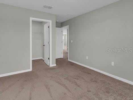 3137 Marine Grass Dr, Wimauma, FL 33598 - unfurnished bedroom featuring carpet flooring, a walk in closet, baseboards, and a closet