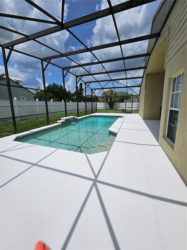 1710 Canoe Creek Rd, Oviedo, FL 32766 - view of swimming pool featuring a fenced backyard, a patio area, and glass enclosure