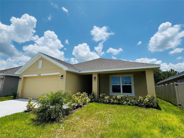 4326 Sagefield Dr, Harmony, FL 34773 - ranch-style house with stucco siding, an attached garage, and concrete driveway