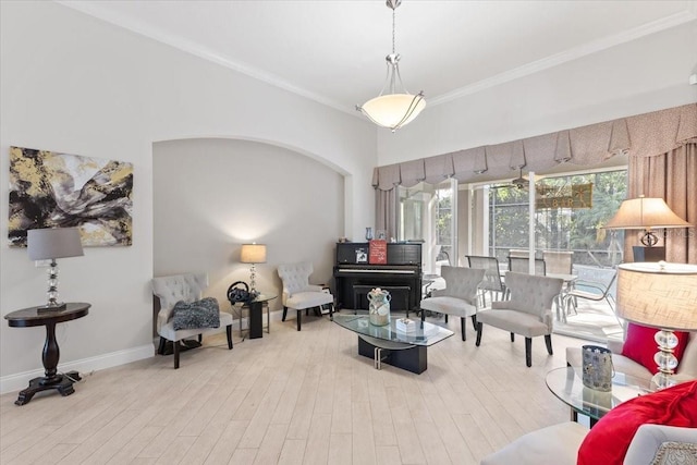 2046 Westover Reserve Blvd, Windermere, FL 34786 - living area with wood finished floors, ornamental molding, and baseboards