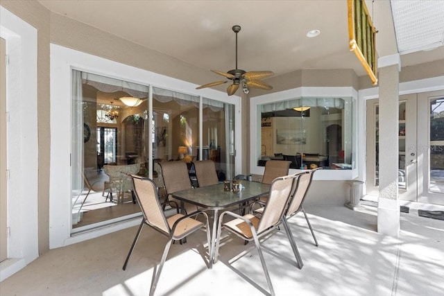 2046 Westover Reserve Blvd, Windermere, FL 34786 - view of patio featuring french doors, a ceiling fan, and outdoor dining area