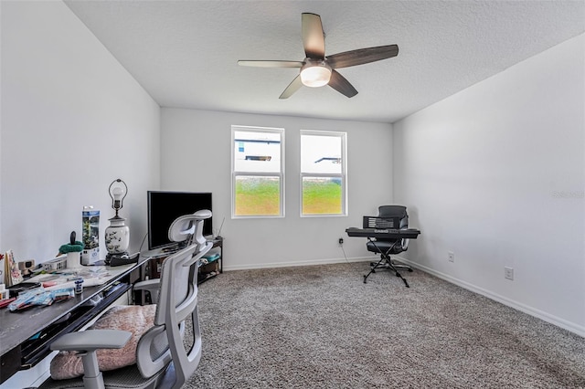 29400 Caspian St, Leesburg, FL 34748 - office featuring ceiling fan, carpet flooring, a textured ceiling, and baseboards