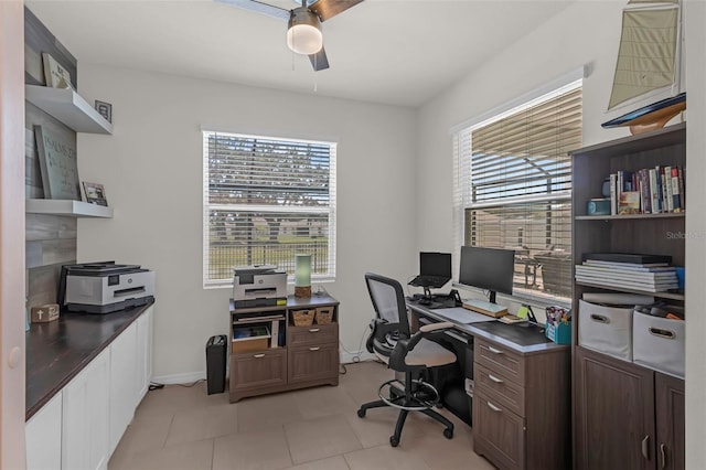 10815 Laxer Cay Loop, San Antonio, FL 33576 - office space featuring a ceiling fan and baseboards