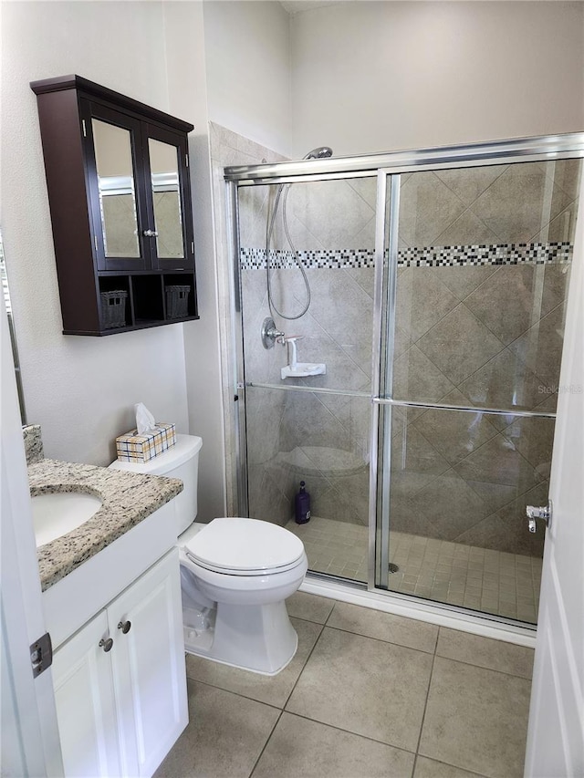 5107 Appenine Loop W, Saint Cloud, FL 34771 - full bathroom featuring toilet, vanity, a shower stall, and tile patterned floors