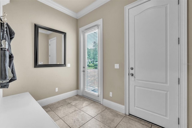 9729 Lake Hugh Dr, Gotha, FL 34734 - entryway with ornamental molding, baseboards, and light tile patterned floors
