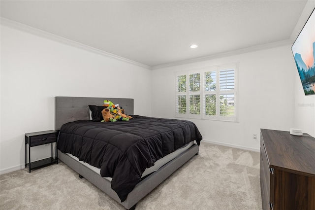 5365 Bowman Dr, Winter Garden, FL 34787 - bedroom featuring light colored carpet, ornamental molding, baseboards, and recessed lighting