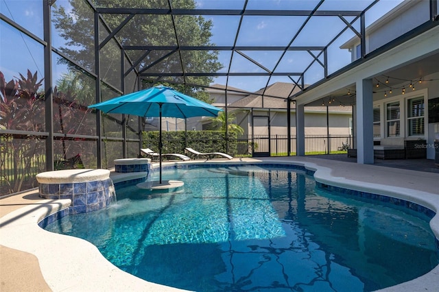 5365 Bowman Dr, Winter Garden, FL 34787 - view of swimming pool with a patio, ceiling fan, and glass enclosure