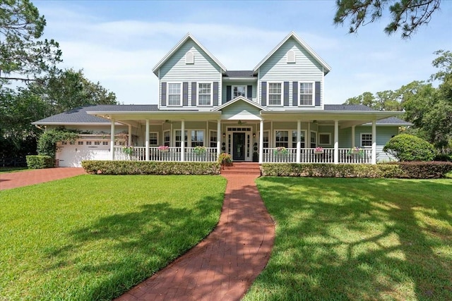 1550 Bluewater Run, Chuluota, FL 32766 - view of front of house with covered porch, a front yard, and an attached garage