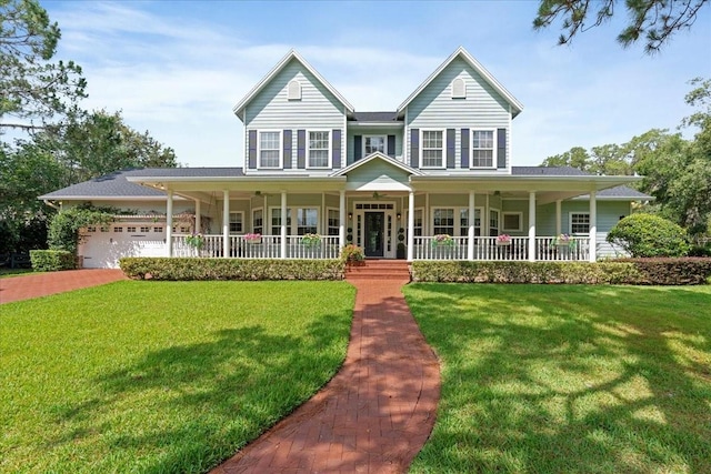 1550 Bluewater Run, Chuluota, FL 32766 - view of front facade with a porch, a front yard, and a garage