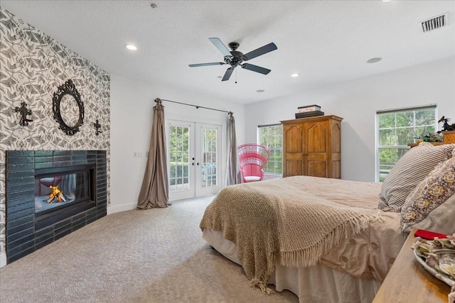 1550 Bluewater Run, Chuluota, FL 32766 - bedroom with access to exterior, french doors, carpet, multiple windows, and recessed lighting