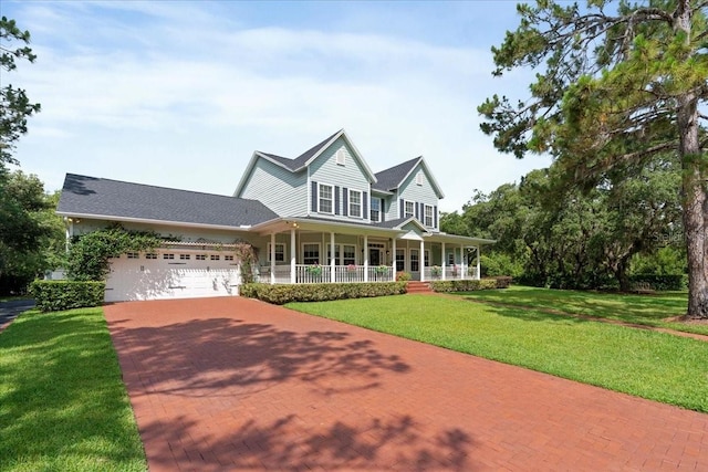 1550 Bluewater Run, Chuluota, FL 32766 - country-style home featuring a porch, decorative driveway, a garage, and a front yard