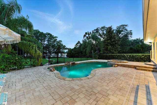1550 Bluewater Run, Chuluota, FL 32766 - view of pool featuring a patio area, a fenced backyard, and a pool with connected hot tub