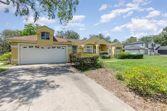 1910 Palm View Dr, Apopka, FL 32712 - view of front of property featuring concrete driveway, stucco siding, a front yard, and an attached garage