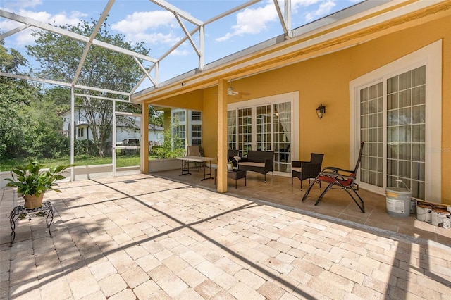 1910 Palm View Dr, Apopka, FL 32712 - unfurnished sunroom featuring a ceiling fan