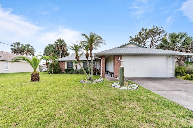 109 Coral Reef Ct N, Palm Coast, FL 32137 - single story home with an attached garage, concrete driveway, a front yard, and brick siding