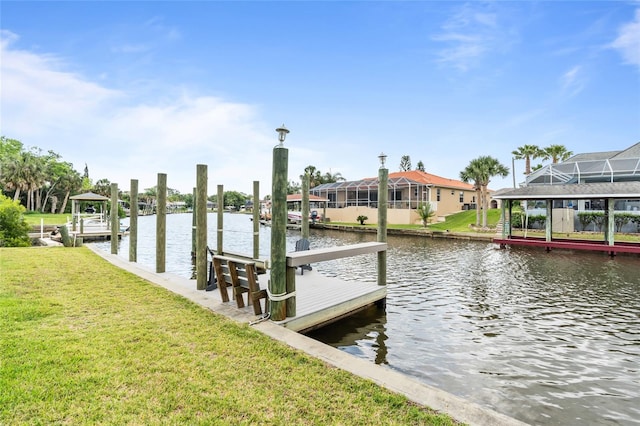 109 Coral Reef Ct N, Palm Coast, FL 32137 - dock featuring a water view and a yard
