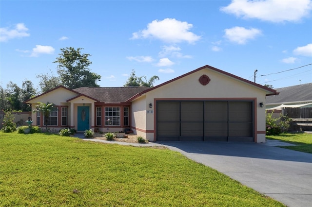 925 S Dean Cir, Deltona, FL 32738 - single story home with stucco siding, a front yard, a garage, and driveway