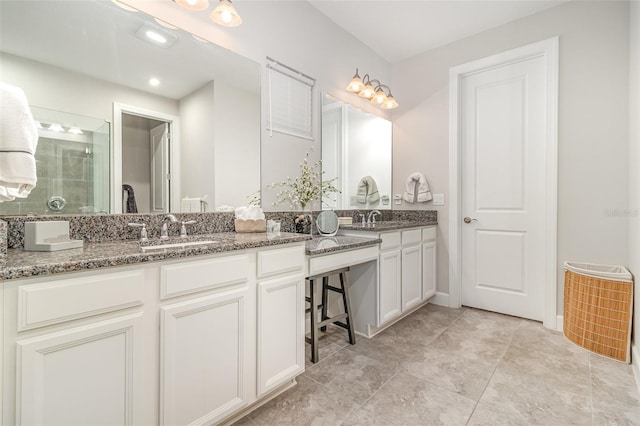 2342 Clemblue Rd, Clermont, FL 34715 - bathroom with double vanity and a tile shower