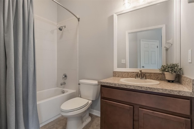 3223 Blazing Star Ln, Harmony, FL 34773 - full bathroom featuring vanity, toilet, shower / tub combo with curtain, and tile patterned flooring