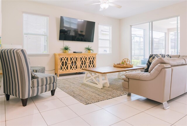 1836 Sandy Park Trl, Kissimmee, FL 34747 - living room featuring a ceiling fan and light tile patterned floors