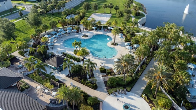 1836 Sandy Park Trl, Kissimmee, FL 34747 - aerial view of property's location with a nearby body of water and a pool area