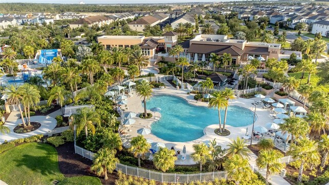 1836 Sandy Park Trl, Kissimmee, FL 34747 - aerial perspective of suburban area featuring a pool