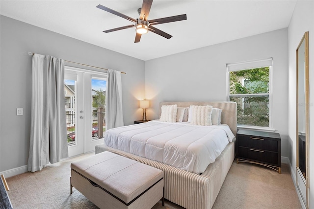 14126 Walcott Ave, Orlando, FL 32827 - bedroom with access to exterior, light carpet, baseboards, and ceiling fan