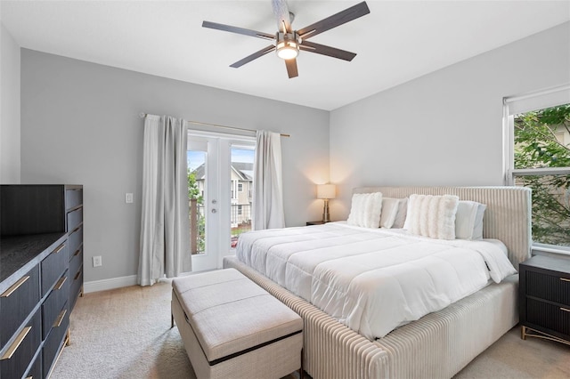 14126 Walcott Ave, Orlando, FL 32827 - bedroom with access to exterior, light carpet, ceiling fan, and baseboards