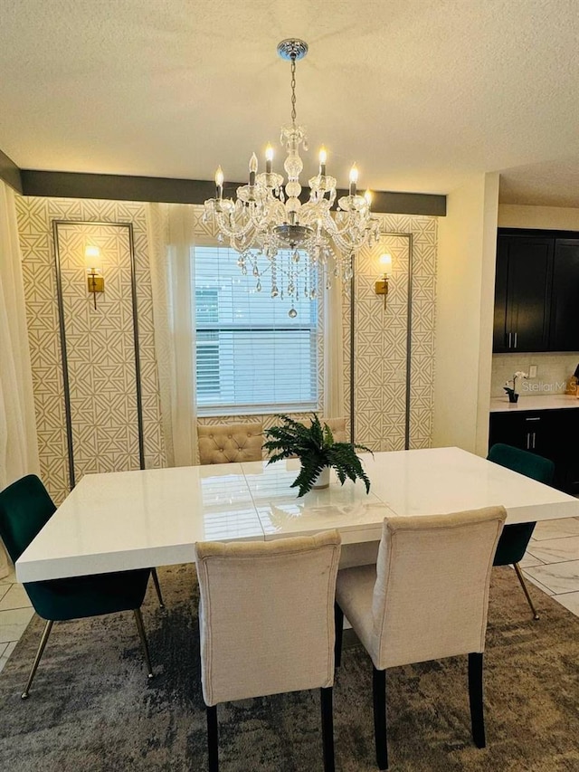 851 Drop Shot Dr, Davenport, FL 33896 - dining area with a chandelier and a textured ceiling