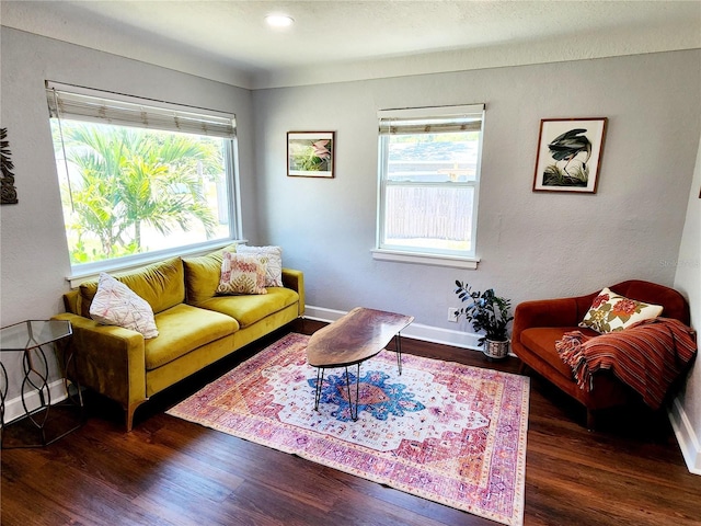 420 61st Ave S, Saint Petersburg, FL 33705 - living area featuring wood finished floors, baseboards, and recessed lighting