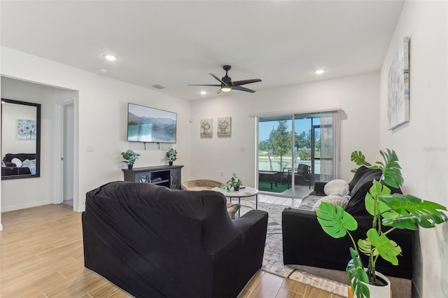 4122 Sagefield Dr, Saint Cloud, FL 34773 - living area with recessed lighting, light wood-style flooring, ceiling fan, and baseboards