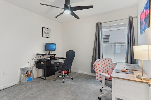 4122 Sagefield Dr, Saint Cloud, FL 34773 - office area with a ceiling fan, carpet flooring, and baseboards