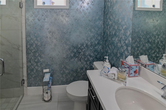 7550 John Hancock Dr, Winter Garden, FL 34787 - full bathroom featuring toilet, healthy amount of natural light, a stall shower, and tile patterned floors