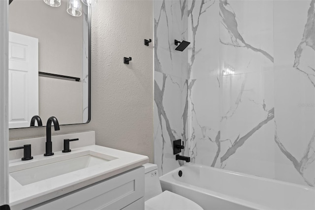 461 Black Knight Way, Longwood, FL 32779 - bathroom featuring vanity, toilet, shower / bath combination, and a textured wall