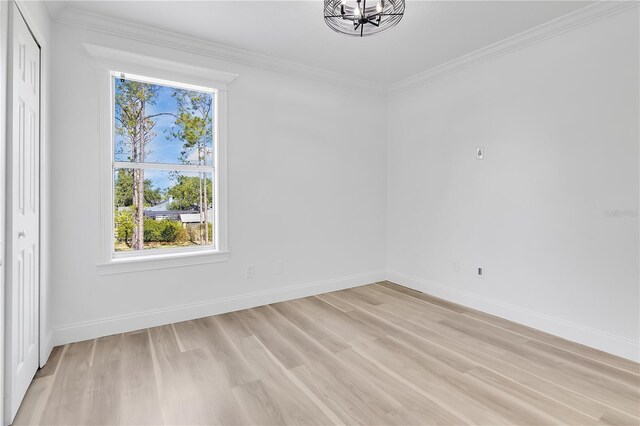 17657 Windy Pine St, Montverde, FL 34756 - empty room with light wood finished floors, healthy amount of natural light, baseboards, and ornamental molding