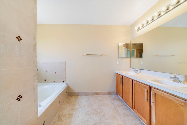 806 Sterling Spring Rd, Orlando, FL 32828 - full bath with a bath, double vanity, tile patterned floors, and baseboards