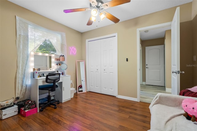 500 W Oakland Ave, Oakland, FL 34760 - office featuring wood finished floors, a ceiling fan, and baseboards