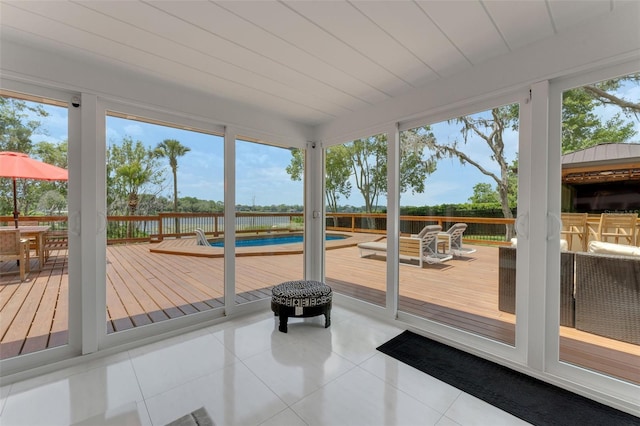 1700 Lake Markham Rd, Sanford, FL 32771 - unfurnished sunroom with a water view
