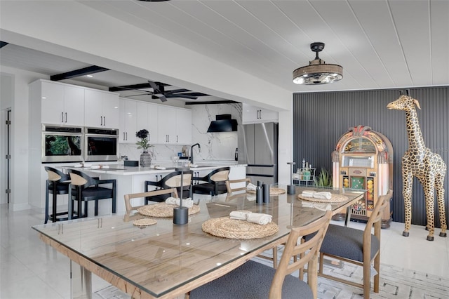 1700 Lake Markham Rd, Sanford, FL 32771 - dining area with a ceiling fan and light tile patterned flooring