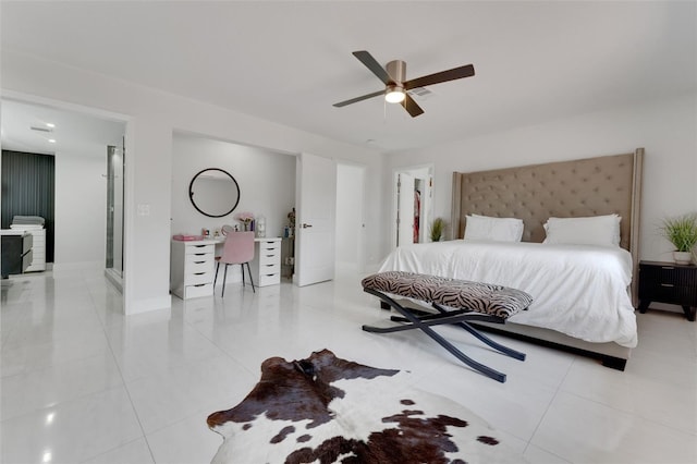 1700 Lake Markham Rd, Sanford, FL 32771 - bedroom with light tile patterned floors, baseboards, and ceiling fan