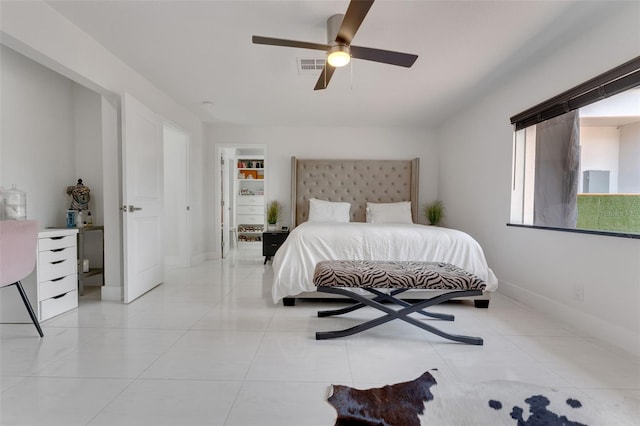 1700 Lake Markham Rd, Sanford, FL 32771 - bedroom featuring baseboards, a ceiling fan, and light tile patterned floors