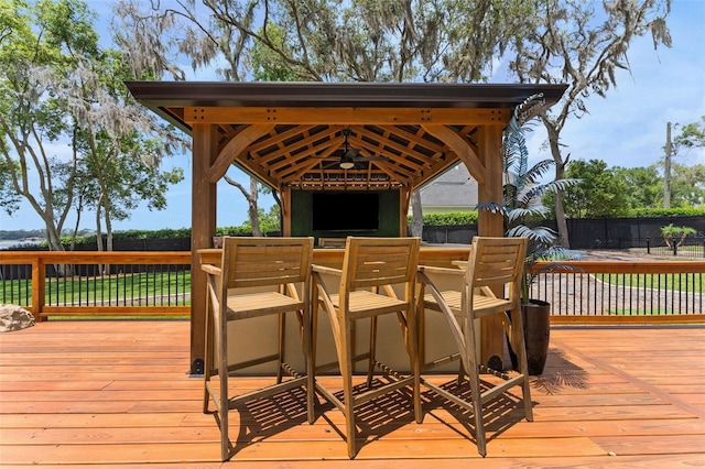 1700 Lake Markham Rd, Sanford, FL 32771 - wooden deck with a gazebo and a fenced backyard