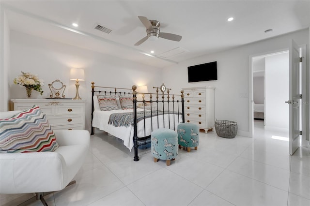 1700 Lake Markham Rd, Sanford, FL 32771 - bedroom with light tile patterned flooring, recessed lighting, and ceiling fan