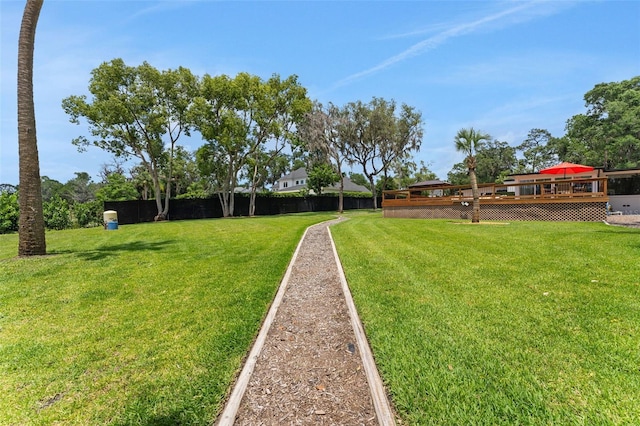 1700 Lake Markham Rd, Sanford, FL 32771 - view of green lawn with a deck