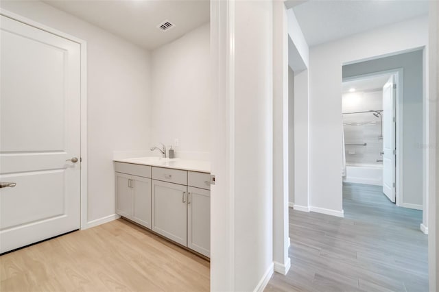2479 Pine Preserve Ct, Saint Cloud, FL 34771 - corridor with light wood finished floors, baseboards, and a sink