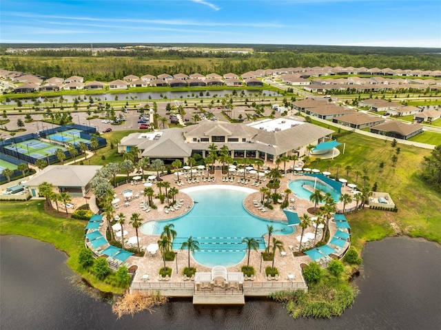 2479 Pine Preserve Ct, Saint Cloud, FL 34771 - aerial view of residential area with a pool and a large body of water
