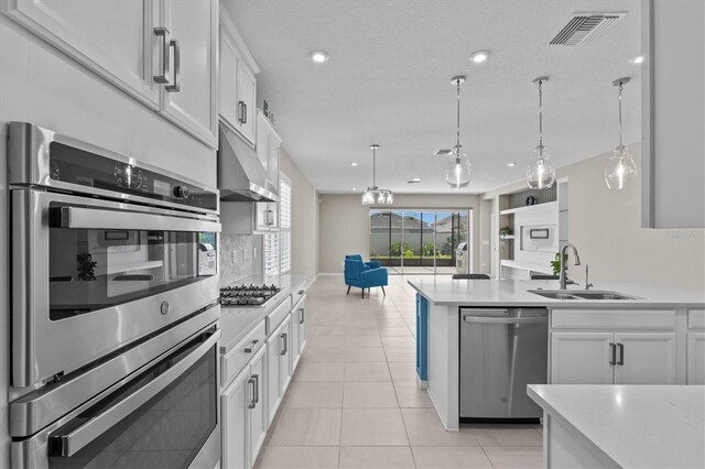 10516 Tranquil Meadow Loop, Riverview, FL 33569 - kitchen featuring stainless steel appliances, under cabinet range hood, a sink, light countertops, and recessed lighting