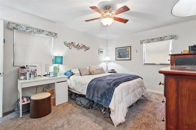 1111 Liberty Ave, Mount Dora, FL 32757 - carpeted bedroom with baseboards, a textured ceiling, and ceiling fan