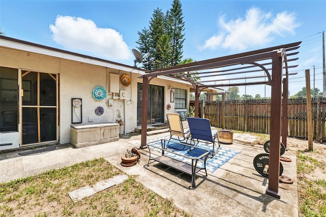 1111 Liberty Ave, Mount Dora, FL 32757 - view of patio / terrace featuring a pergola and an outdoor fire pit